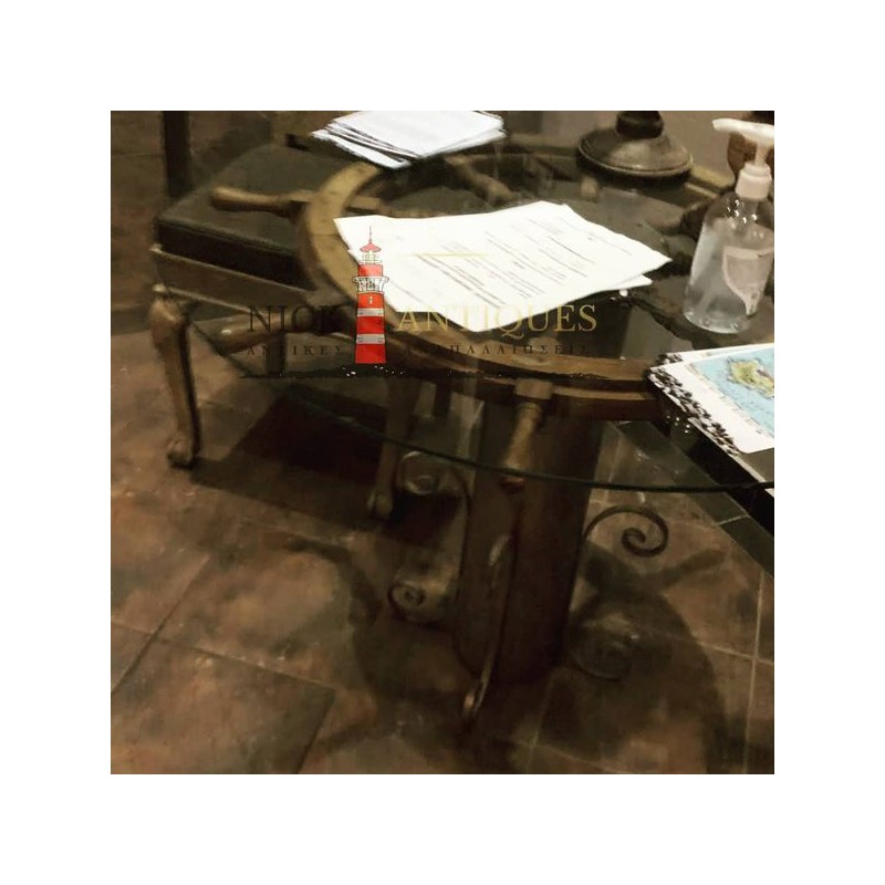 TABLE WITH STEERING WHEEL AND ROUND CRYSTAL