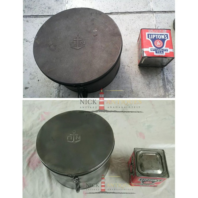 LARGE NAVY METAL HAT