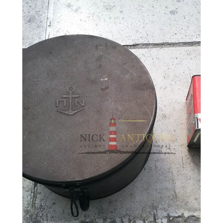 LARGE NAVY METAL HAT