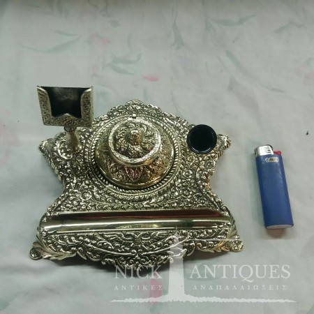 BRONZE INK CAN WITH STRONG RELIEF DESIGNS THE DOUBLE-HEADED EAGLE