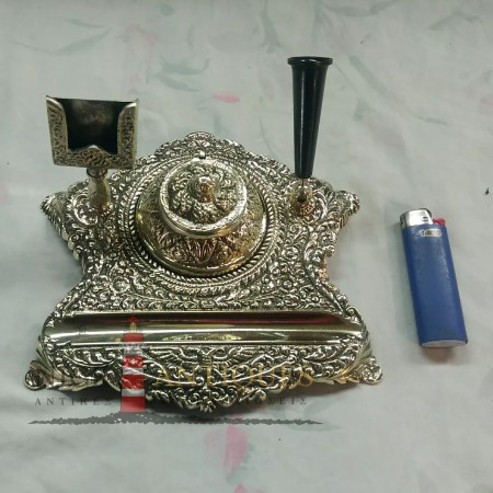 BRONZE INK CAN WITH STRONG RELIEF DESIGNS THE DOUBLE-HEADED EAGLE
