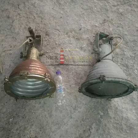 PAIR OF MARINE LIGHTS COPPER AND BRUSH