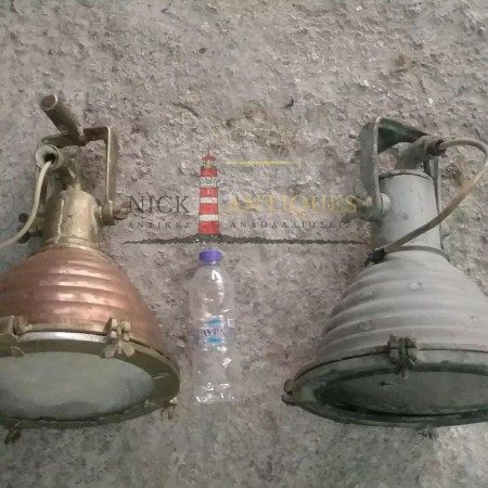 PAIR OF MARINE LIGHTS COPPER AND BRUSH